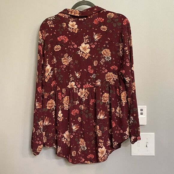 Torrid Top Lace Trim Babydoll Tunic Textured Stretch Rayon Floral Blouse 2X‎ EUC - Picture 5 of 12